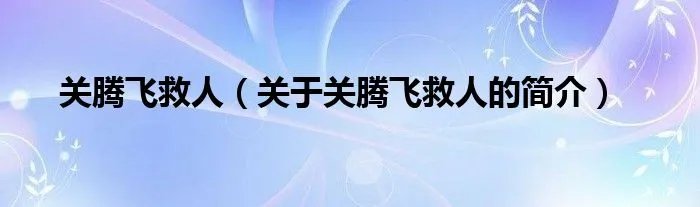 关腾飞救人（关于关腾飞救人的简介）