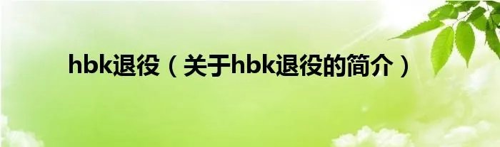 hbk退役（关于hbk退役的简介）