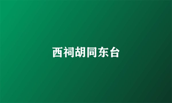 西祠胡同东台
