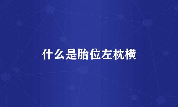 什么是胎位左枕横