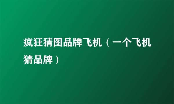 疯狂猜图品牌飞机（一个飞机猜品牌）