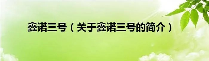 鑫诺三号（关于鑫诺三号的简介）