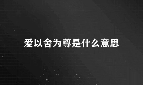 爱以舍为尊是什么意思