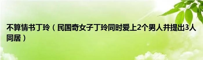 不算情书丁玲（民国奇女子丁玲同时爱上2个男人并提出3人同居）