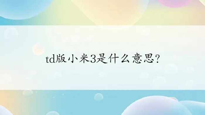 td版小米3是什么意思？