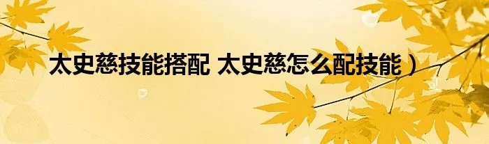太史慈技能搭配 太史慈怎么配技能）