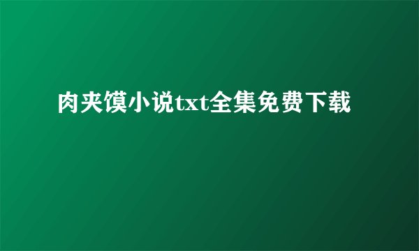 肉夹馍小说txt全集免费下载