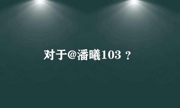 对于@潘曦103 ?