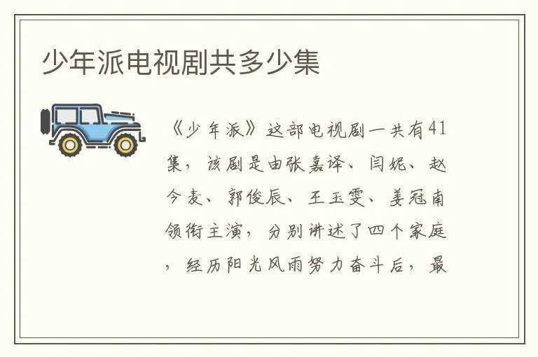 少年派电视剧共多少集