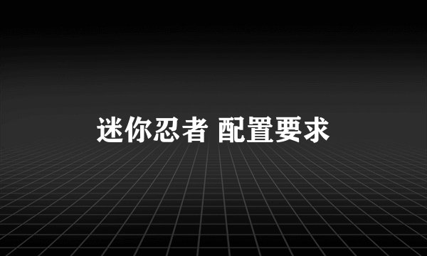 迷你忍者 配置要求