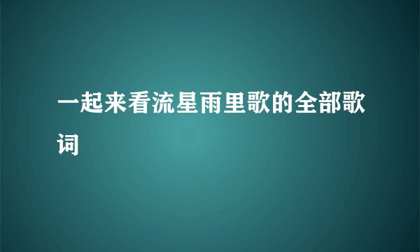 一起来看流星雨里歌的全部歌词