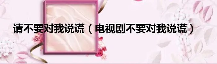 请不要对我说谎（电视剧不要对我说谎）