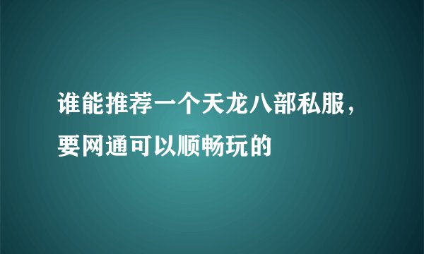 谁能推荐一个天龙八部私服，要网通可以顺畅玩的