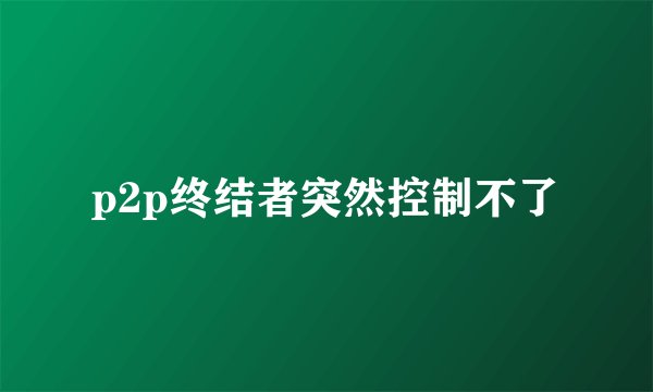p2p终结者突然控制不了