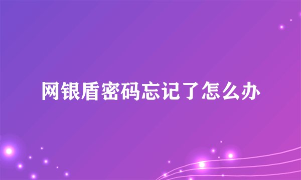 网银盾密码忘记了怎么办