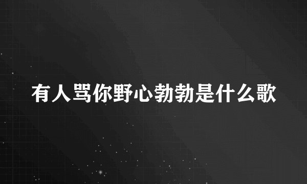 有人骂你野心勃勃是什么歌