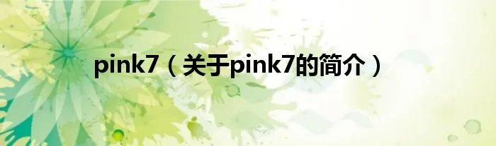 pink7（关于pink7的简介）