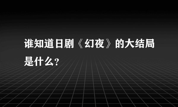 谁知道日剧《幻夜》的大结局是什么？