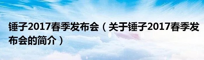 锤子2017春季发布会（关于锤子2017春季发布会的简介）