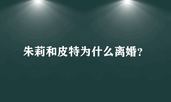 朱莉和皮特为什么离婚？