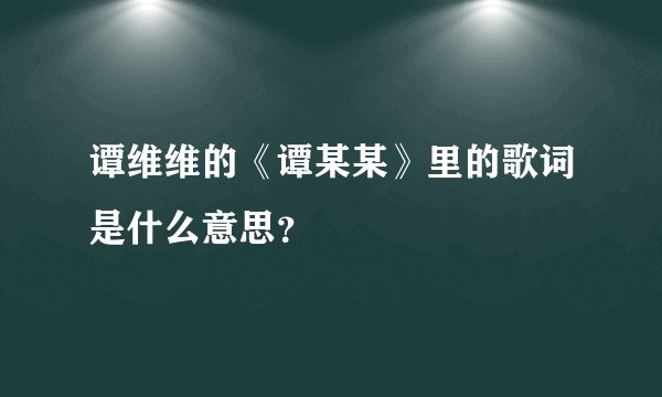 谭维维的《谭某某》里的歌词是什么意思？