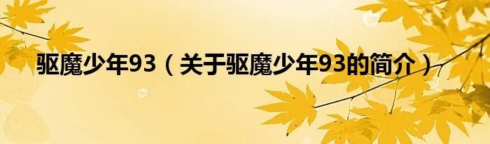 驱魔少年93（关于驱魔少年93的简介）