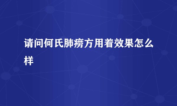 请问何氏肺痨方用着效果怎么样