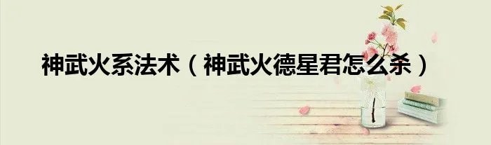 神武火系法术（神武火德星君怎么杀）