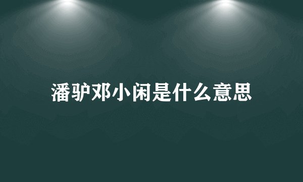 潘驴邓小闲是什么意思