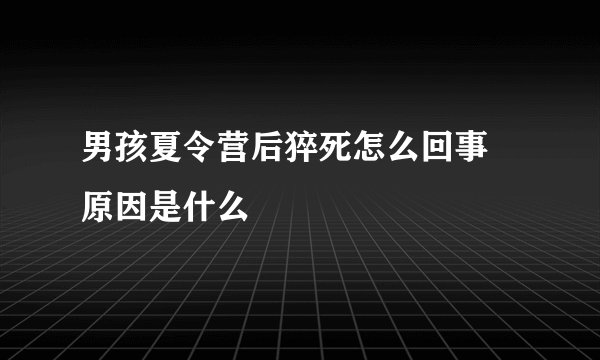 男孩夏令营后猝死怎么回事 原因是什么