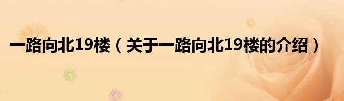 一路向北19楼（关于一路向北19楼的介绍）