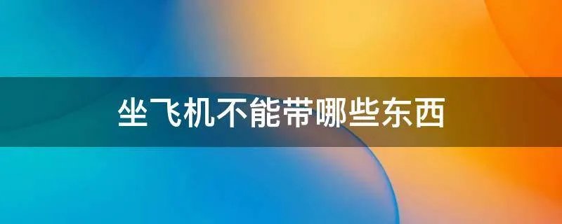 坐飞机不能带哪些东西
