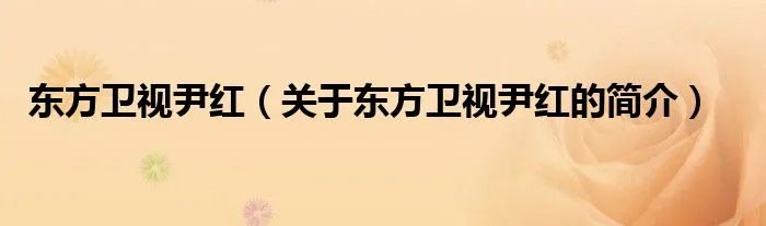 东方卫视尹红（关于东方卫视尹红的简介）