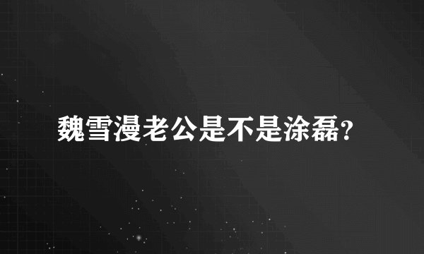 魏雪漫老公是不是涂磊？
