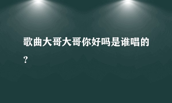 歌曲大哥大哥你好吗是谁唱的？