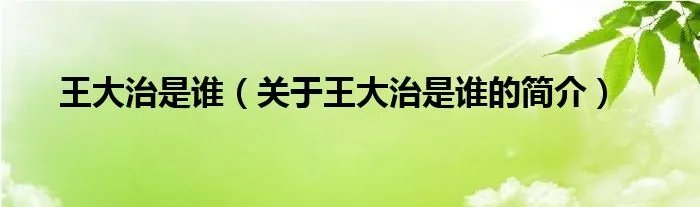 王大治是谁（关于王大治是谁的简介）