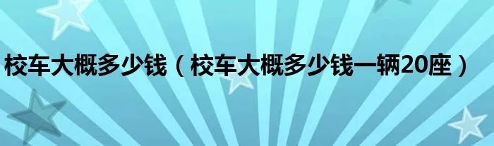 校车大概多少钱(校车大概多少钱一辆20座)