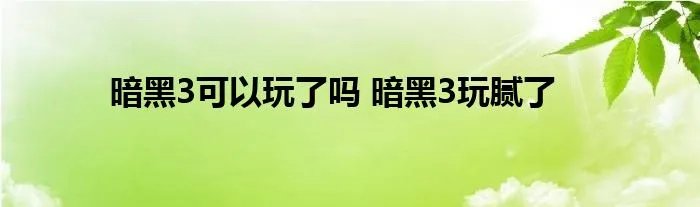 暗黑3可以玩了吗 暗黑3玩腻了