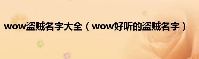 wow盗贼名字大全（wow好听的盗贼名字）