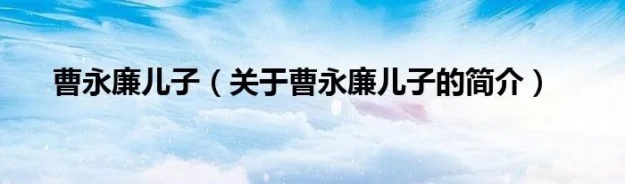 曹永廉儿子（关于曹永廉儿子的简介）