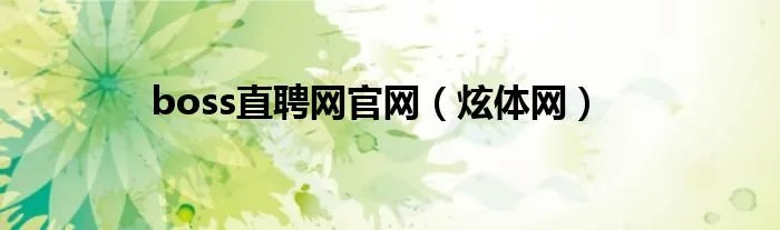 boss直聘网官网（炫体网）