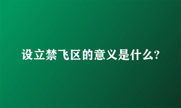 设立禁飞区的意义是什么?