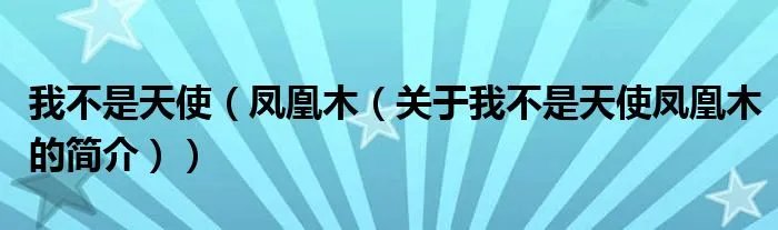 我不是天使（凤凰木（关于我不是天使凤凰木的简介））