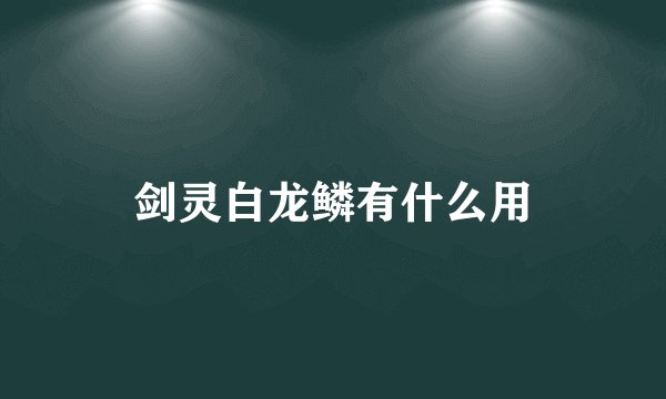 剑灵白龙鳞有什么用