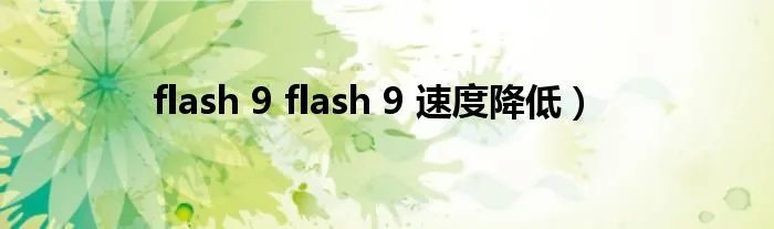flash 9 flash 9 速度降低）