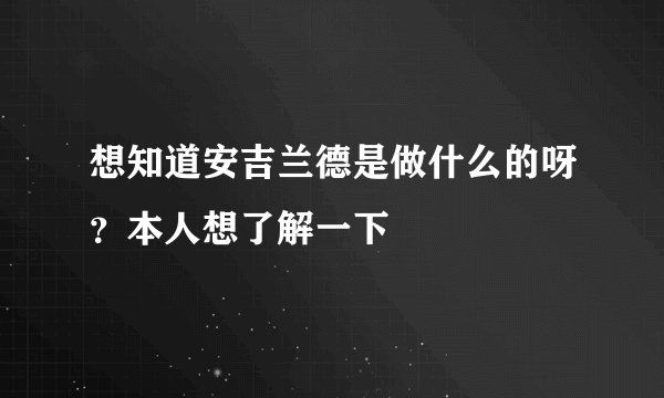 想知道安吉兰德是做什么的呀？本人想了解一下