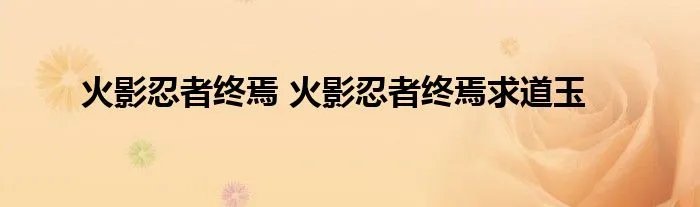 火影忍者终焉 火影忍者终焉求道玉