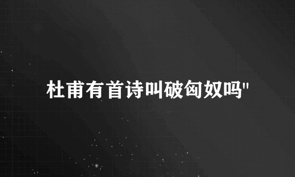 杜甫有首诗叫破匈奴吗