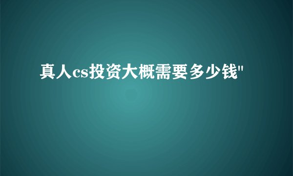 真人cs投资大概需要多少钱