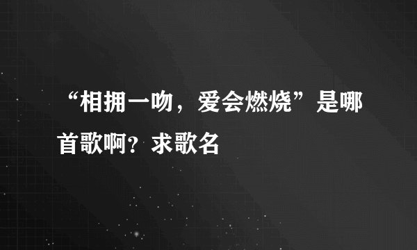 “相拥一吻，爱会燃烧”是哪首歌啊？求歌名